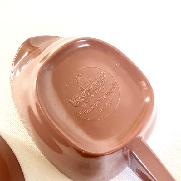 HARMONY HOUSE | Vintage 50s MCM Melmac Talk of the Town Coffee Cups Pink Brown - Picture 4 of 7